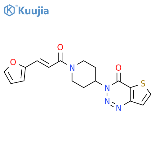 3-{1-(2E)-3-(furan-2-yl)prop-2-enoylpiperidin-4-yl}-3H,4H-thieno3,2-d1,2,3triazin-4-one structure