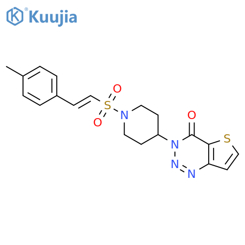 3-{1-(E)-2-(4-methylphenyl)ethenesulfonylpiperidin-4-yl}-3H,4H-thieno3,2-d1,2,3triazin-4-one structure