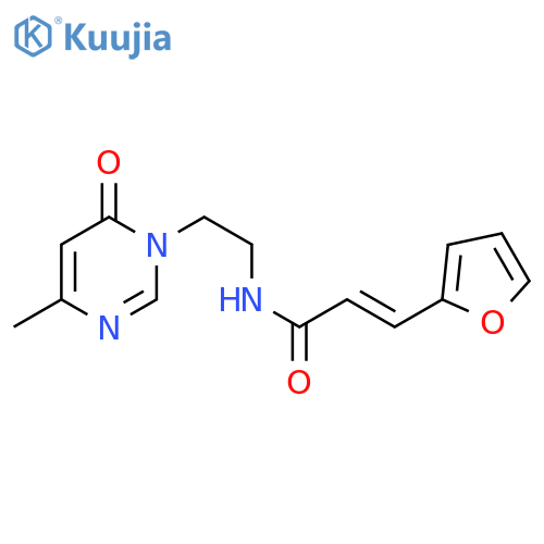 (2E)-3-(furan-2-yl)-N-[2-(4-methyl-6-oxo-1,6-dihydropyrimidin-1-yl)ethyl]prop-2-enamide structure