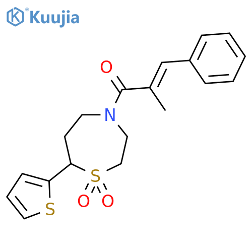 4-(2E)-2-methyl-3-phenylprop-2-enoyl-7-(thiophen-2-yl)-1lambda6,4-thiazepane-1,1-dione structure