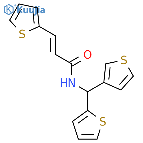 (2E)-3-(thiophen-2-yl)-N-(thiophen-2-yl)(thiophen-3-yl)methylprop-2-enamide structure