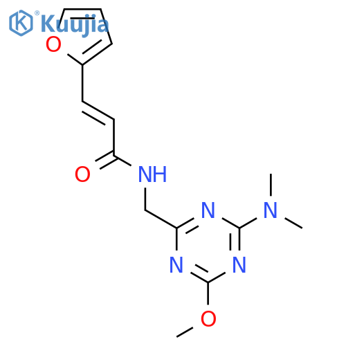 (2E)-N-{4-(dimethylamino)-6-methoxy-1,3,5-triazin-2-ylmethyl}-3-(furan-2-yl)prop-2-enamide structure