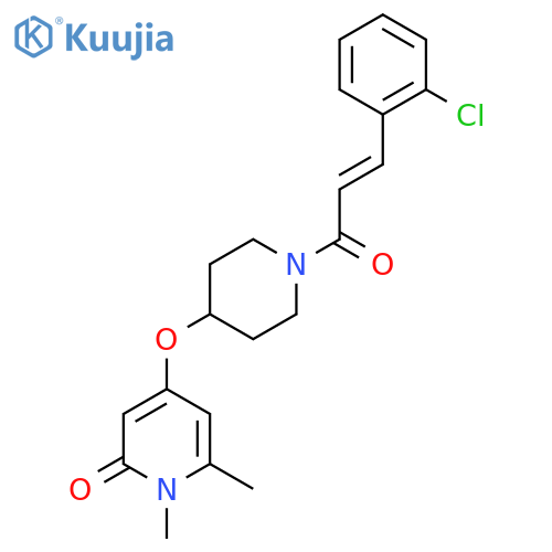 (E)-4-((1-(3-(2-chlorophenyl)acryloyl)piperidin-4-yl)oxy)-1,6-dimethylpyridin-2(1H)-one structure