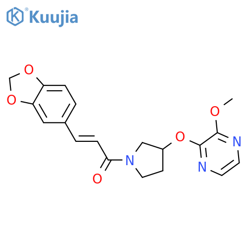 (2E)-3-(2H-1,3-benzodioxol-5-yl)-1-{3-[(3-methoxypyrazin-2-yl)oxy]pyrrolidin-1-yl}prop-2-en-1-one structure