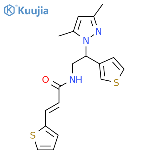 (2E)-N-[2-(3,5-dimethyl-1H-pyrazol-1-yl)-2-(thiophen-3-yl)ethyl]-3-(thiophen-2-yl)prop-2-enamide structure
