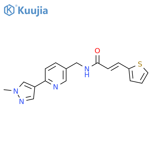 (2E)-N-{6-(1-methyl-1H-pyrazol-4-yl)pyridin-3-ylmethyl}-3-(thiophen-2-yl)prop-2-enamide structure