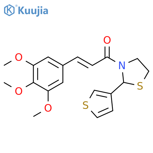 (E)-1-(2-thiophen-3-yl-1,3-thiazolidin-3-yl)-3-(3,4,5-trimethoxyphenyl)prop-2-en-1-one structure
