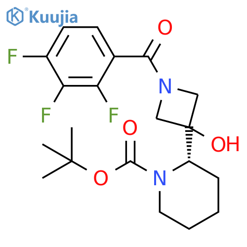 1-Piperidinecarboxylic acid, 2-[3-hydroxy-1-(2,3,4-trifluorobenzoyl)-3-azetidinyl]-, 1,1-dimethylethyl ester, (2S)- structure