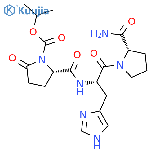 L-Prolinamide, 1-[(1-methylethoxy)carbonyl]-5-oxo-L-prolyl-L-histidyl- structure