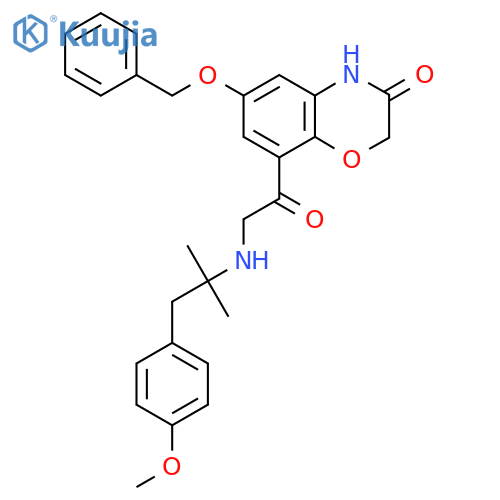 8-[2-[[1-(4-Methoxyphenyl)-2-methylpropan-2-yl]amino]acetyl]-6-phenylmethoxy-4H-1,4-benzoxazin-3-one structure