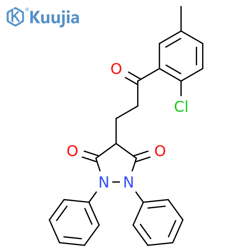 4-[3-(2-chloro-5-methylphenyl)-3-oxopropyl]-1,2-diphenylpyrazolidine-3,5-dione structure