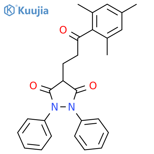 4-[3-oxo-3-(2,4,6-trimethylphenyl)propyl]-1,2-diphenylpyrazolidine-3,5-dione structure
