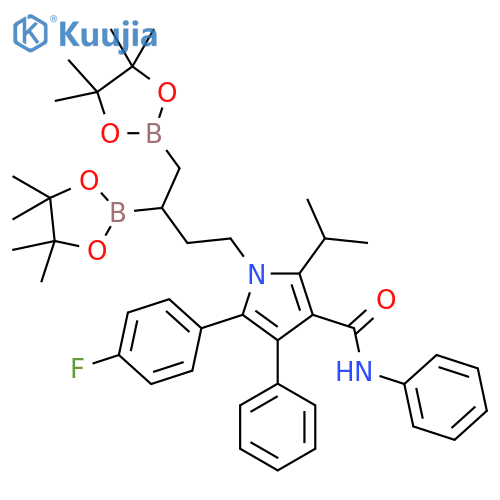 1H-Pyrrole-3-carboxamide, 1-[(3S)-3,4-bis(4,4,5,5-tetramethyl-1,3,2-dioxaborolan-2-yl)butyl]-5-(4-fluorophenyl)-2-(1-methylethyl)-N,4-diphenyl- structure
