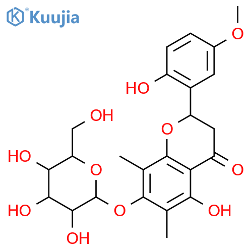(2S)-5-hydroxy-2-(2-hydroxy-5-methoxyphenyl)-6,8-dimethyl-4-oxo-3,4-dihydro-2H-chromen-7-yl beta-D-glucopyranoside structure