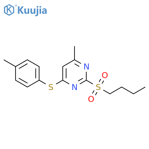 Pyrimidine, 2-(butylsulfonyl)-4-methyl-6-[(4-methylphenyl)thio]- structure