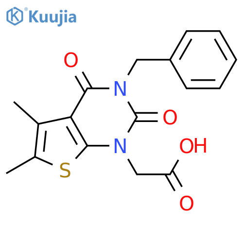 (3-benzyl-5,6-dimethyl-2,4-dioxo-3,4-dihydrothieno[2,3-d]pyrimidin-1(2H)-yl)acetic acid structure