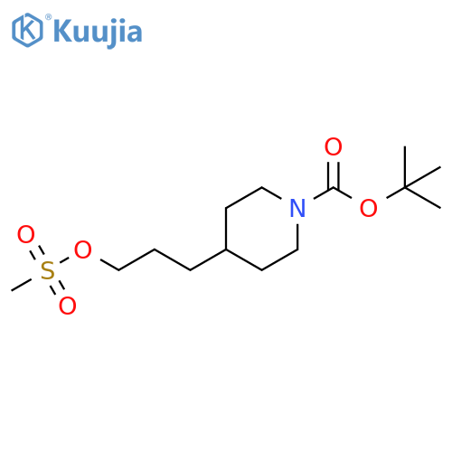 1-Piperidinecarboxylic acid, 4-[3-[(methylsulfonyl)oxy]propyl]-,1,1-dimethylethyl ester structure