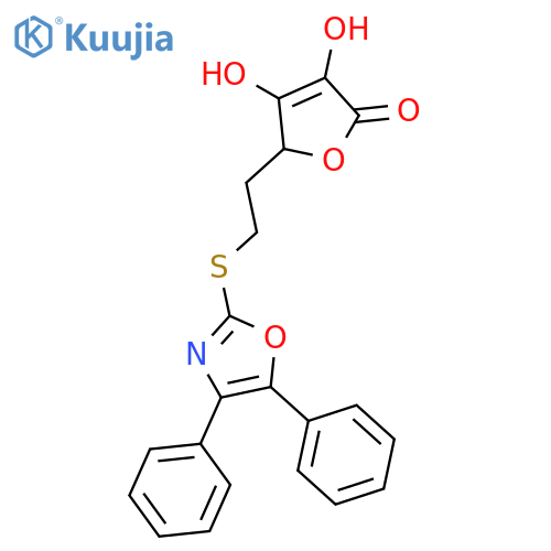 2(5H)-Furanone, 5-[2-[(4,5-diphenyl-2-oxazolyl)thio]ethyl]-3,4-dihydroxy- structure
