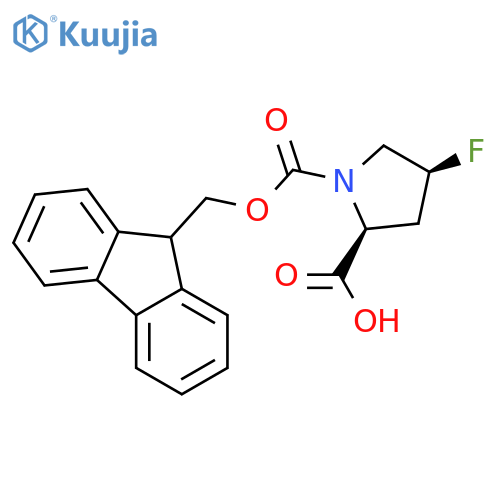 (2S,4S)-1-(9H-fluoren-9-ylmethoxycarbonyl)-4-fluoro-pyrrolidine-2-carboxylic acid structure