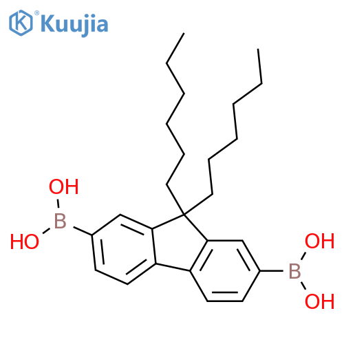 (7-Borono-9,9-dihexyl-fluoren-2-yl)boronic acid structure