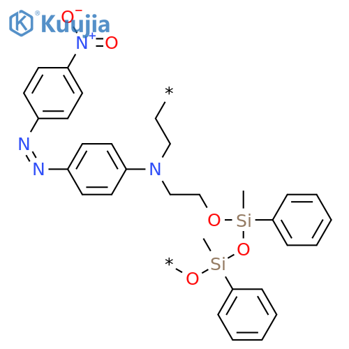 Poly[oxy(1,3-dimethyl-1,3-diphenyl-1,3-disiloxanediyl)oxy-1,2-ethanediyl[[4-[(4-nitrophenyl)azo]phenyl]imino]-1,2-ethanediyl] structure