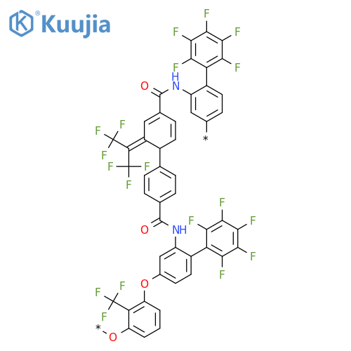 Poly[oxy[(trifluoromethyl)-1,3-phenylene]oxy(2',3',4',5',6'-pentafluoro[1,1'-biphenyl]-4,2-diyl)iminocarbonyl-1,4-phenylene[2,2,2-trifluoro-1-(trifluoromethyl)ethylidene]-1,4-phenylenecarbonylimino(2',3',4',5',6'-pentafluoro[1,1'-biphenyl]-2,4-diyl)] structure