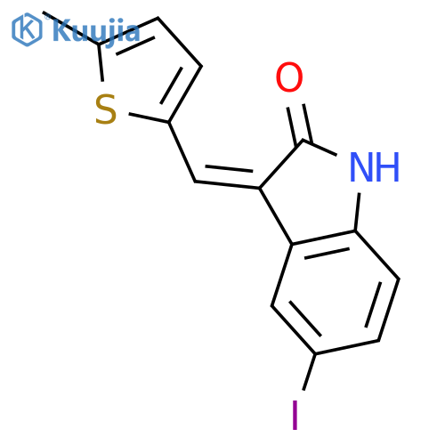2H-Indol-2-one, 1,3-dihydro-5-iodo-3-[(5-methyl-2-thienyl)methylene]- structure
