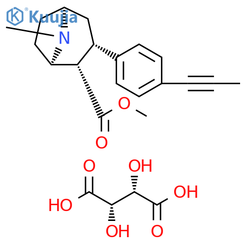 8-Azabicyclo[3.2.1]octane-2-carboxylic acid, 8-methyl-3-[4-(1-propynyl)phenyl]-, methyl ester, (1R,2S,3S,5S)-, (2S,3S)-2,3-dihydroxybutanedioate (1:1) (9CI) structure