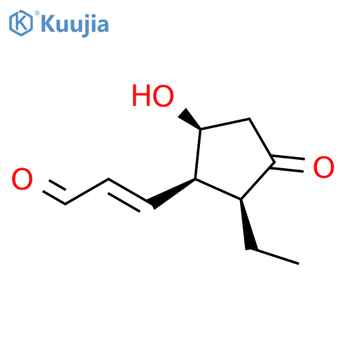 2-Propenal, 3-[(1R,2S,5S)-2-ethyl-5-hydroxy-3-oxocyclopentyl]-, rel- structure
