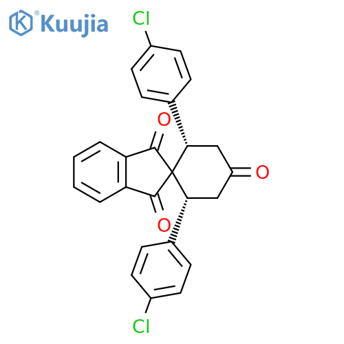 Spiro[cyclohexane-1,2'-[2H]indene]-1',3',4-trione, 2,6-bis(4-chlorophenyl)-, (2R,6S)-rel- structure