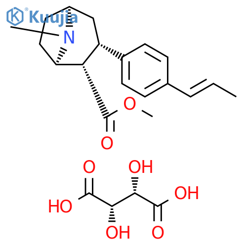 8-Azabicyclo[3.2.1]octane-2-carboxylic acid, 8-methyl-3-[4-(1E)-1-propenylphenyl]-, methyl ester, (1R,2S,3S,5S)-, (2S,3S)-2,3-dihydroxybutanedioate (1:1) (9CI) structure