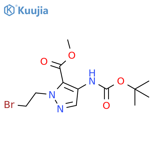 Methyl 1-(2-bromoethyl)-4-((tert-butoxycarbonyl)amino)-1H-pyrazole-5-carboxylate structure