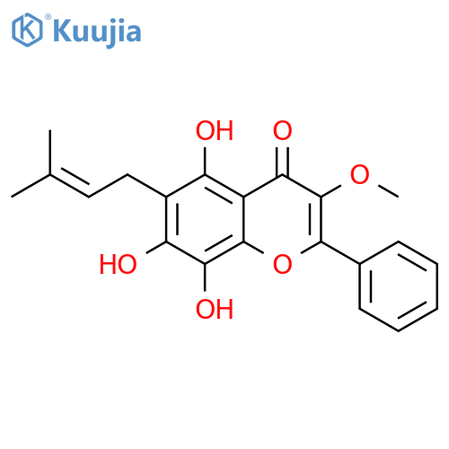 4H-1-Benzopyran-4-one,5,7,8-trihydroxy-3-methoxy-6-(3-methyl-2-butenyl)-2-phenyl- structure