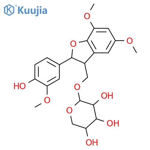 2-(3,4-Dihydroxyphenyl)-2,3-dihydro-5,7-dihydroxy-3-benzofuranmethanol; (2R,3S)-form, 3',5,7-Tri-Me ether, 1''-O-β-D-xylopyranoside structure