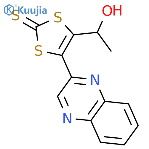 1,3-Dithiole-2-thione, 4-(1-hydroxyethyl)-5-(2-quinoxalinyl)- structure
