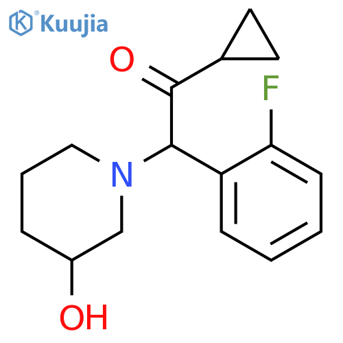 Ethanone, 1-cyclopropyl-2-(2-fluorophenyl)-2-(3-hydroxy-1-piperidinyl)- structure