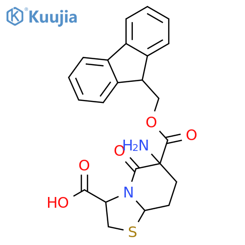 (3R,6S,8aS)-6-amino-6-(9H-fluoren-9-ylmethoxycarbonyl)-5-oxo-3,7,8,8a-tetrahydro-2H-[1,3]thiazolo[3,2-a]pyridine-3-carboxylic acid structure