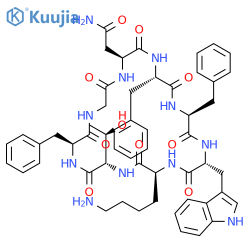 Cyclo(L-asparaginyl-L-phenylalanyl-L-phenylalanyl-D-tryptophyl-L-lysyl-L-threonyl-L-phenylalanylglycyl) structure