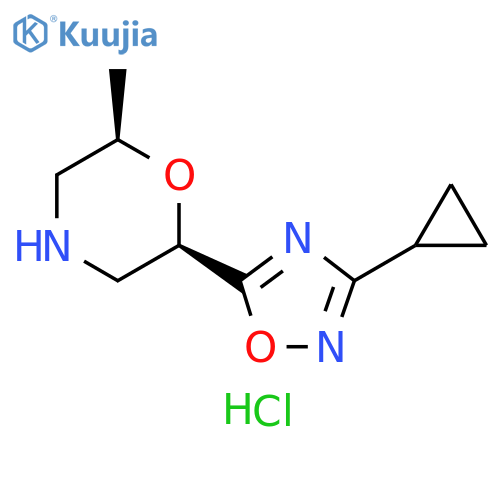 Morpholine, 2-(3-cyclopropyl-1,2,4-oxadiazol-5-yl)-6-methyl-, hydrochloride (1:1), (2R,6R)- structure