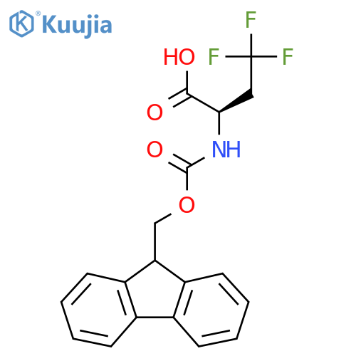 (R)-2-((((9H-fluoren-9-yl)methoxy)carbonyl)amino)-4,4,4-trifluorobutanoic acid structure