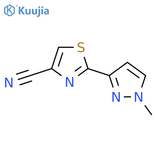 2-(1-methyl-1H-pyrazol-3-yl)-1,3-thiazole-4-carbonitrile structure