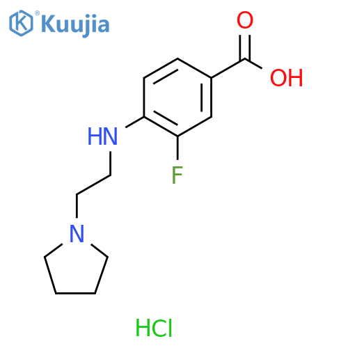 3-fluoro-4-{[2-(pyrrolidin-1-yl)ethyl]amino}benzoic acid hydrochloride structure