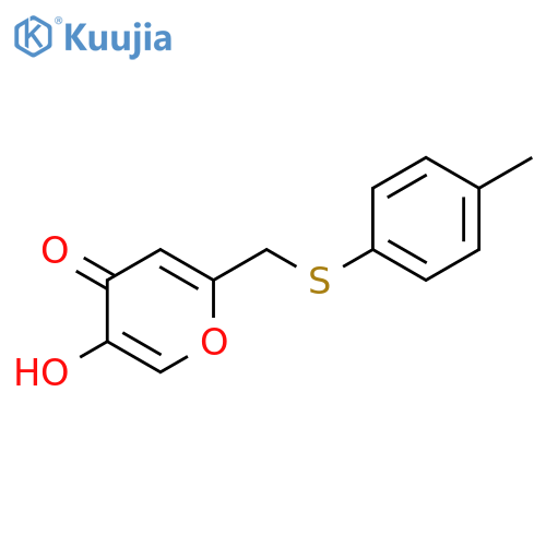 5-hydroxy-2-((p-tolylthio)methyl)-4h-pyran-4-one structure