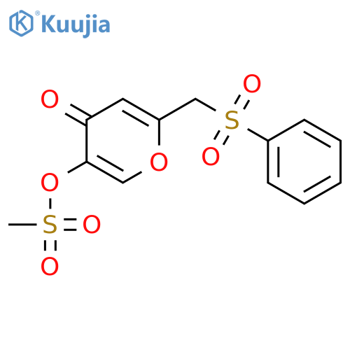 4H-Pyran-4-one, 5-[(methylsulfonyl)oxy]-2-[(phenylsulfonyl)methyl]- structure