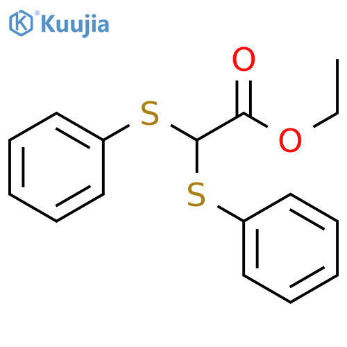 Acetic acid, bis(phenylthio)-, ethyl ester structure