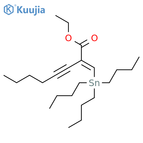 3-Octynoic acid, 2-[(tributylstannyl)methylene]-, ethyl ester, (2E)- structure
