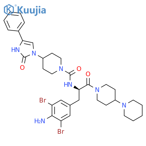 1-Piperidinecarboxamide,N-[(1R)-1-[(4-amino-3,5-dibromophenyl)methyl]-2-[1,4'-bipiperidin]-1'-yl-2-oxoethyl]-4-(2,3-dihydro-2-oxo-4-phenyl-1H-imidazol-1-yl)- structure