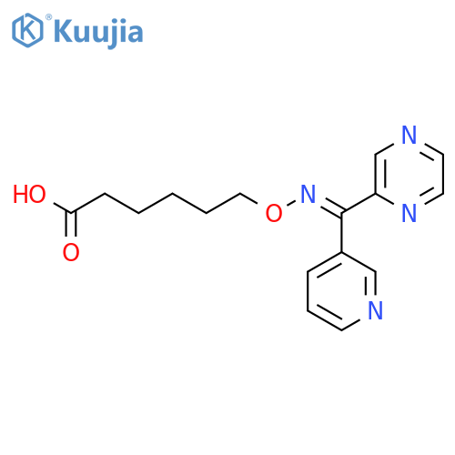 Hexanoic acid, 6-[[(pyrazinyl-3-pyridinylmethylene)amino]oxy]- structure