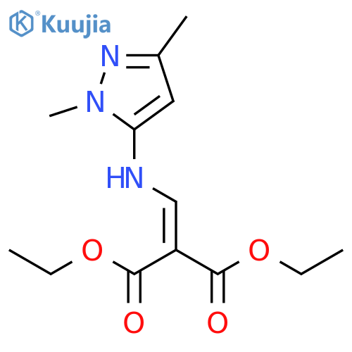Propanedioic acid,2-[[(1,3-dimethyl-1H-pyrazol-5-yl)amino]methylene]-, 1,3-diethyl ester structure
