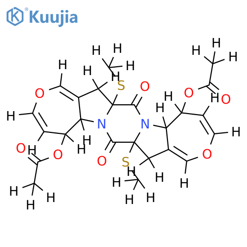 (5aS)-5c,13c-diacetoxy-7a,15a-bis-methylsulfanyl-(5ar,7at,13ac,15at)-5,5a,7a,8,13,13a,15a,16-octahydro-bis(oxepino[3',4':4,5]pyrrolo)[1,2-a;1',2'-d]pyrazine-7,15-dione structure